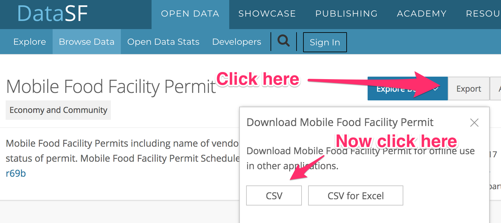 How to download CSV from data.sfgov.org