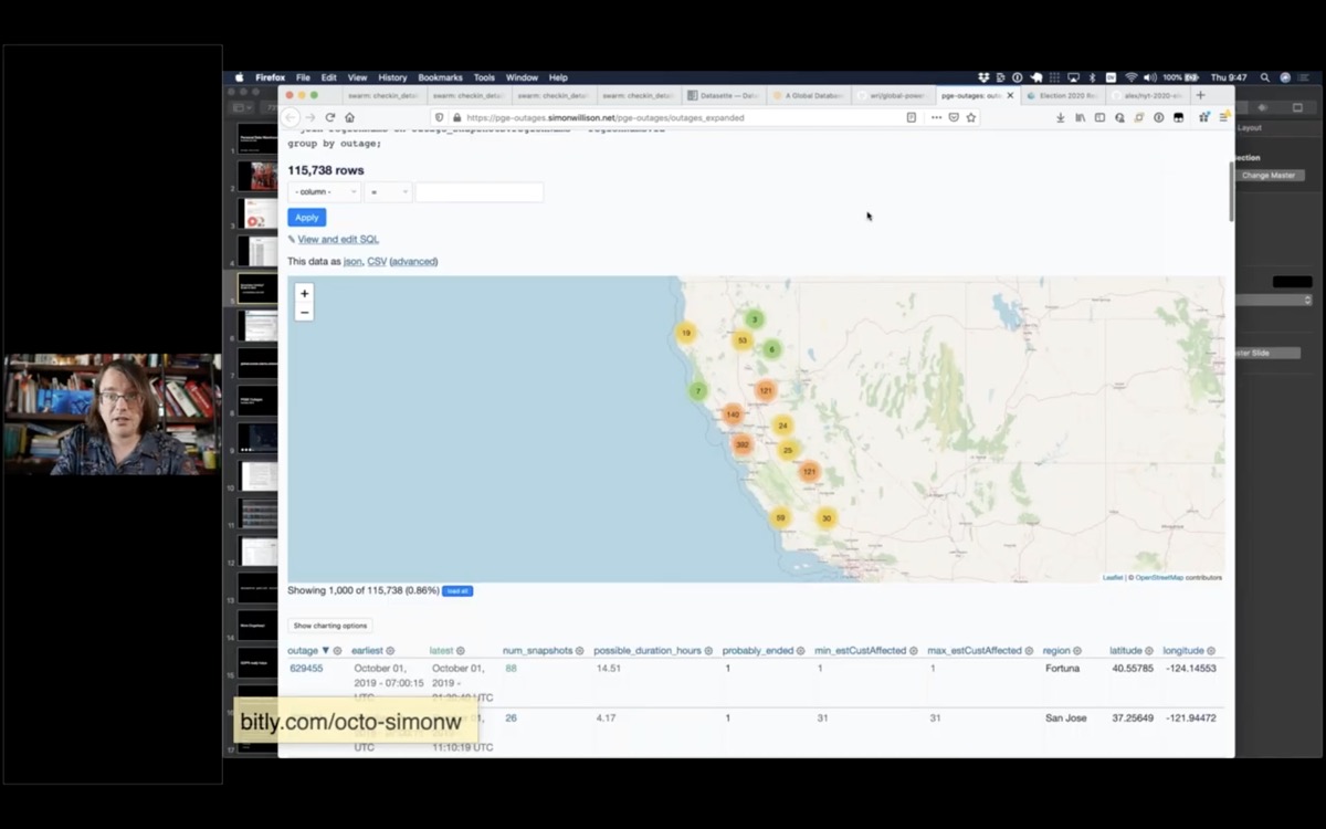 A Datasette map of power outages