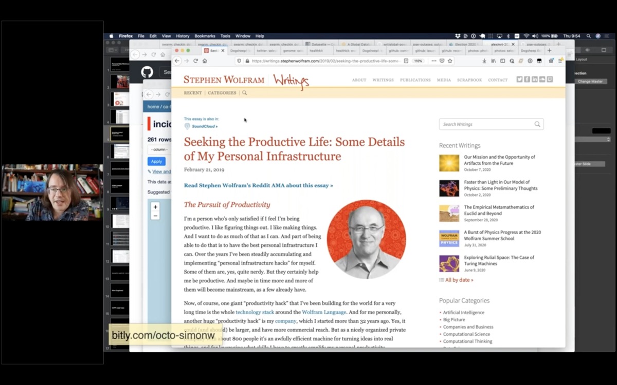 Screenshot of Stephen Wolfram's essay Seeking the Productive Life: Some Details of My Personal Infrastructure