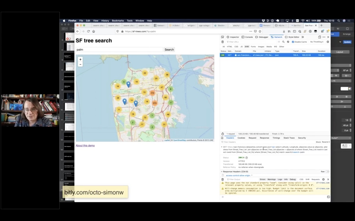 The network pane running against sf-trees.com