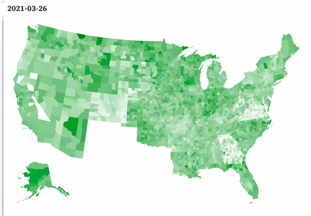 Animated map of choropleth county vaccinations