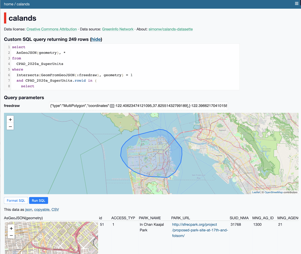 Visit Drawing shapes on a map to query a SpatiaLite database (and other weeknotes)