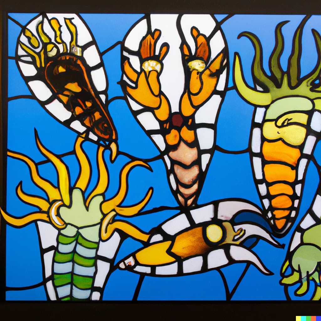 5 different nudibranchs in stained glass - really good