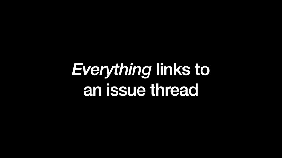 Everything links to an issue thread