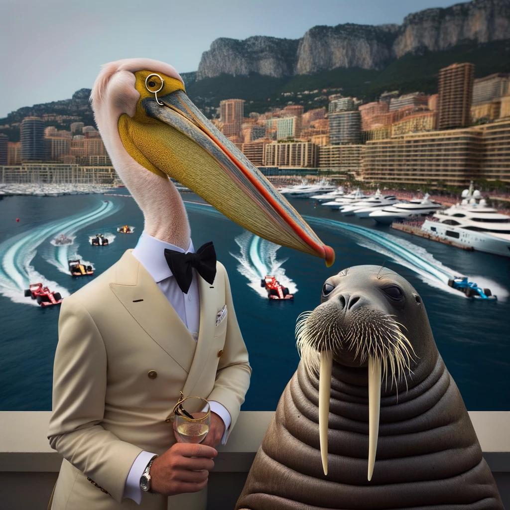 Pelican and a walrus
