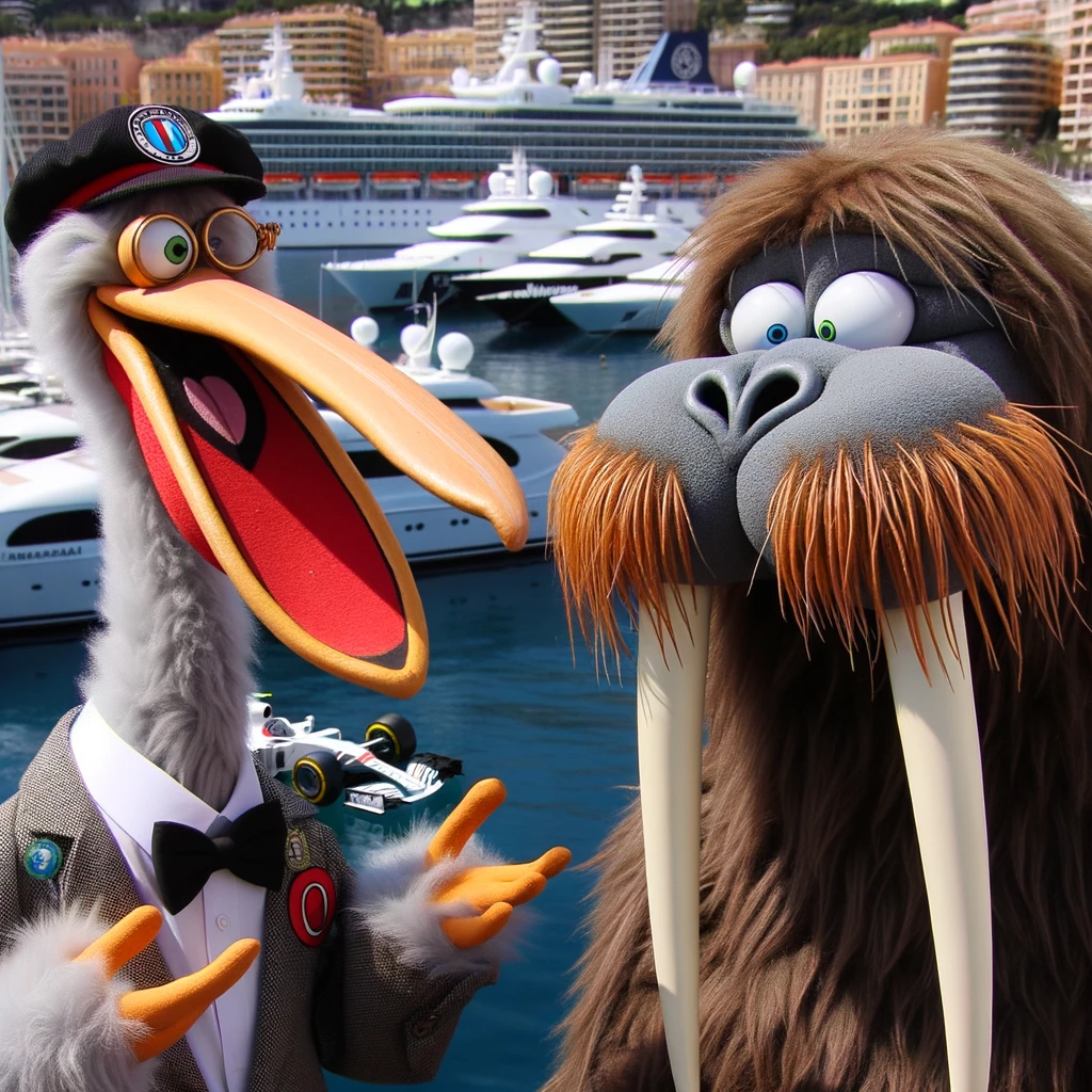 Pelican and a walrus muppets 1