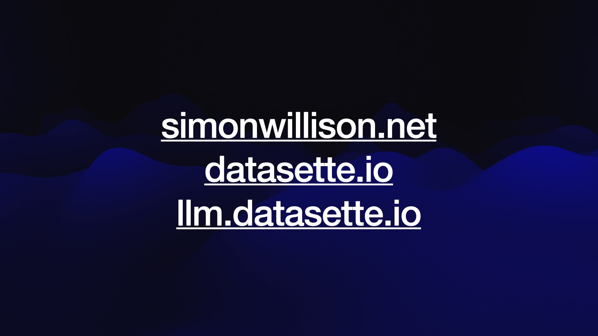 simonwillison.net datasette.io llm.datasette.io 