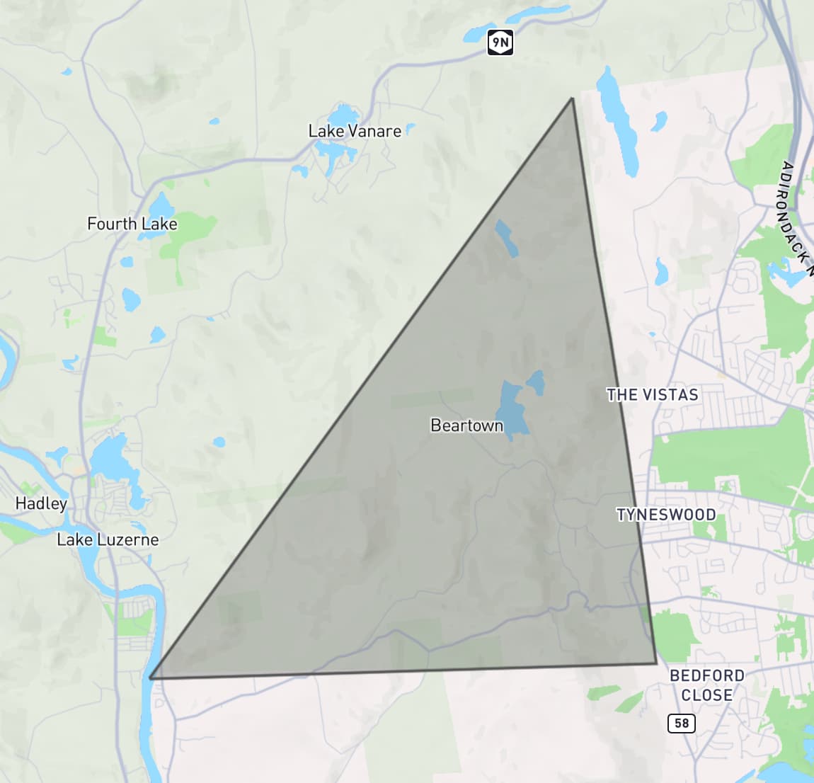 geojson.io screenshot - a triangle shape sits on top of an area of upstate New York, clearly not in the shape of the park