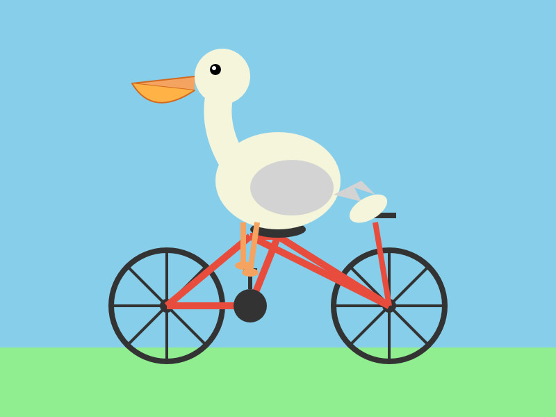 The pelican is cute and looks pretty good. The bicycle is not great - the frame is wrong and the pelican is facing backwards when the handlebars appear to be forwards.There is also something that looks a bit like an egg on the handlebars.