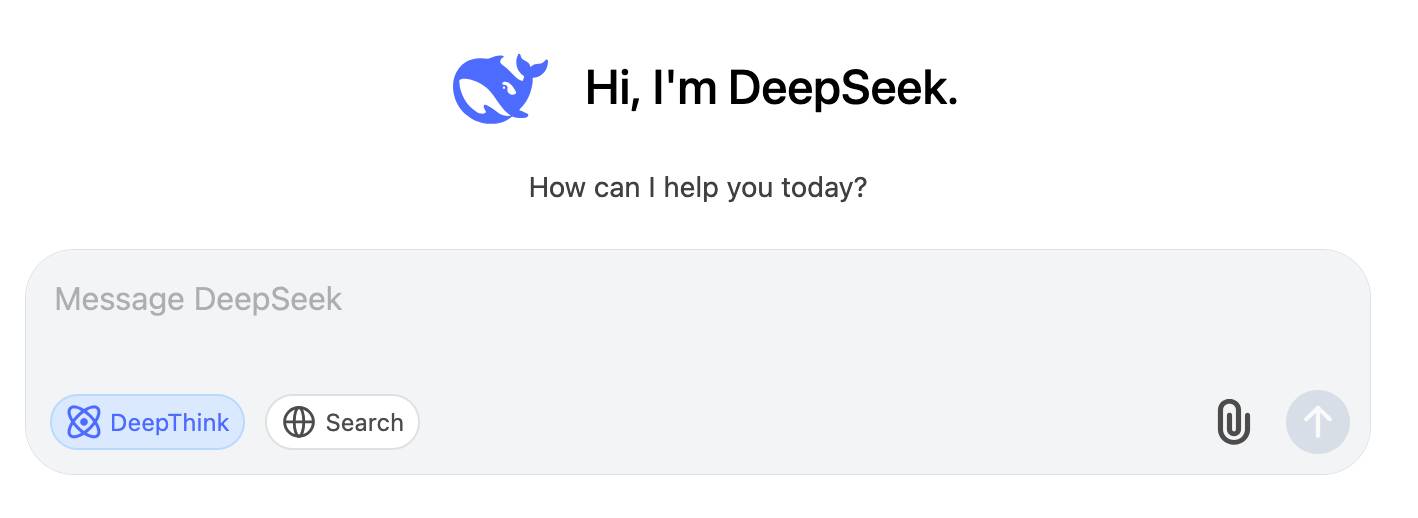 Screenshot of DeepSeek Chat showing the DeepThink selected icon