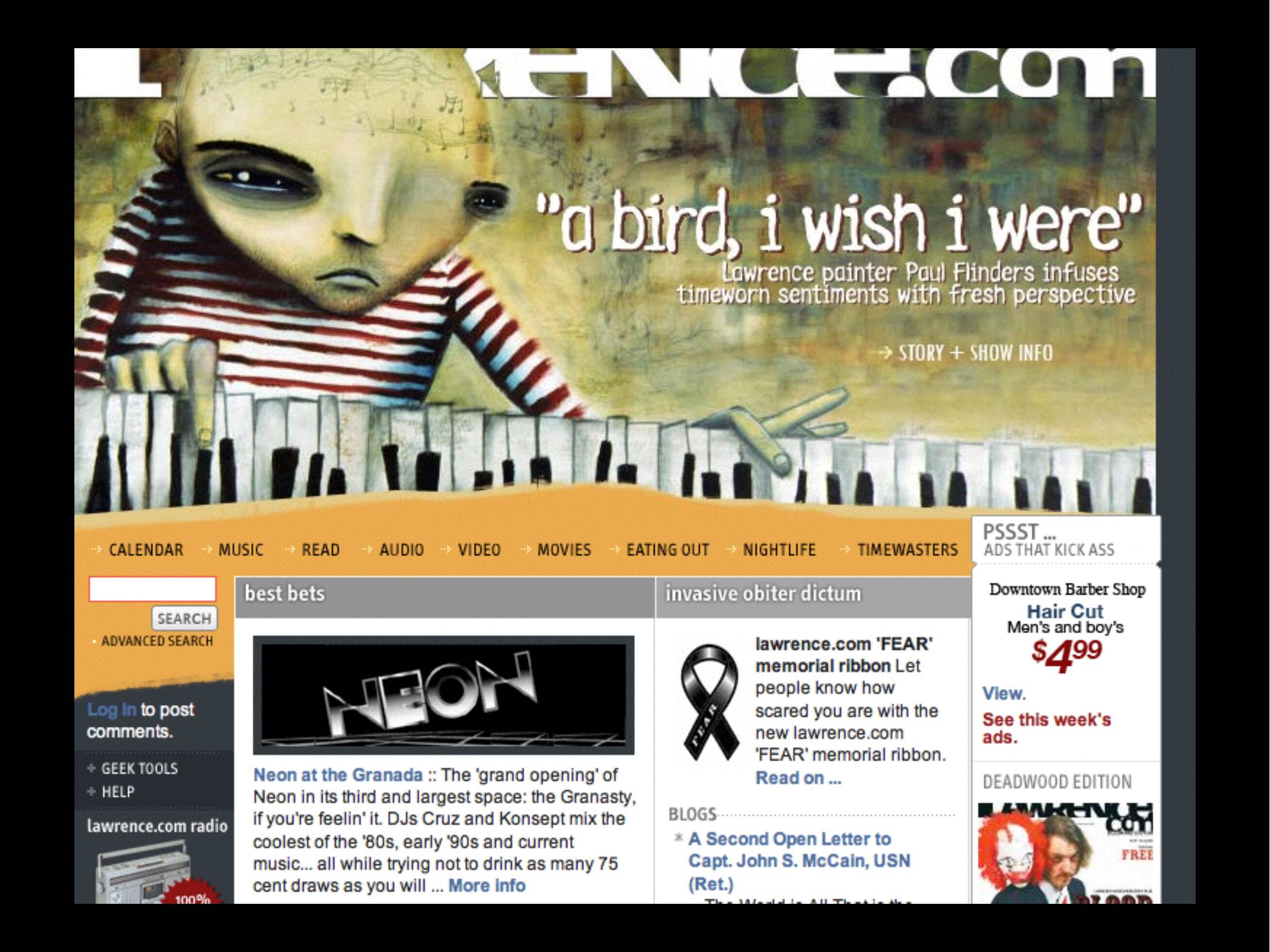 Lawrence.com with a new design, it looks very cool.