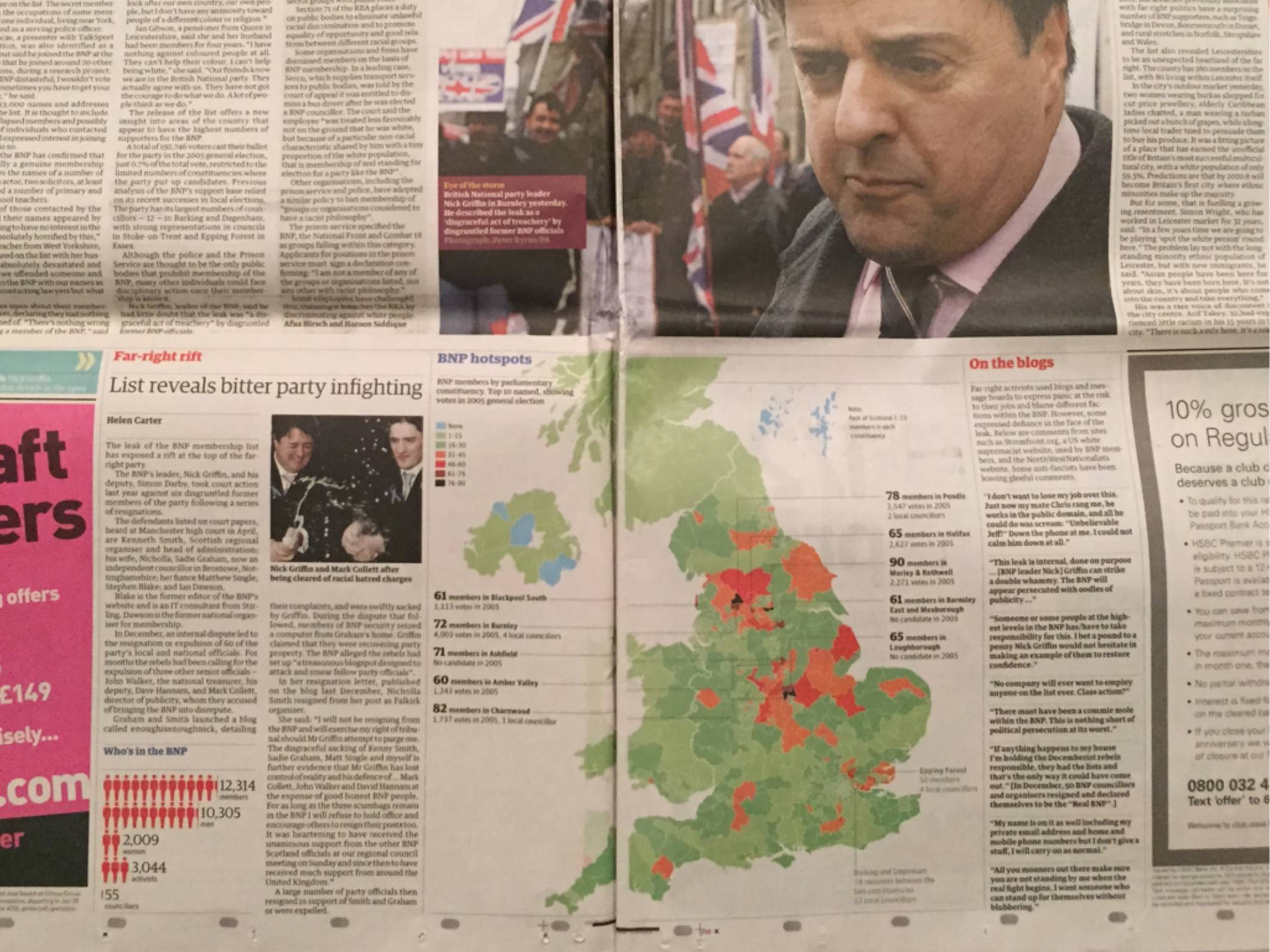 A photo of that same map shown in a paper newspaper