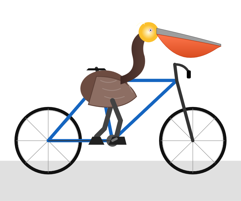 It's clearly a pelican. It has all of the requested features. It looks a bit abstract though.