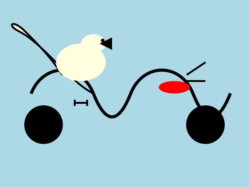 The bicycle is a sin wave, but you can make out which bits are the frame and the wheels. The pelican is white with a black triangular bill. It's a much better attempt than the Ollama one.
