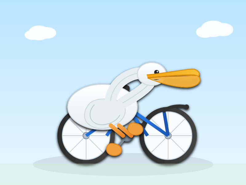 Blue background with clouds. Pelican has two necks for some reason. Has a good beak though. More gradents and shadows than the GPT-5 one.