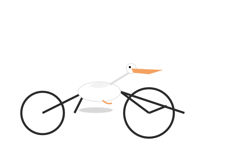Bicycle is two circles and some randomish black lines. Pelican still has an OK beak but is otherwise very simple.