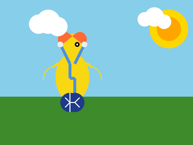 It looks more like a tall yellow hen chick riding a segway