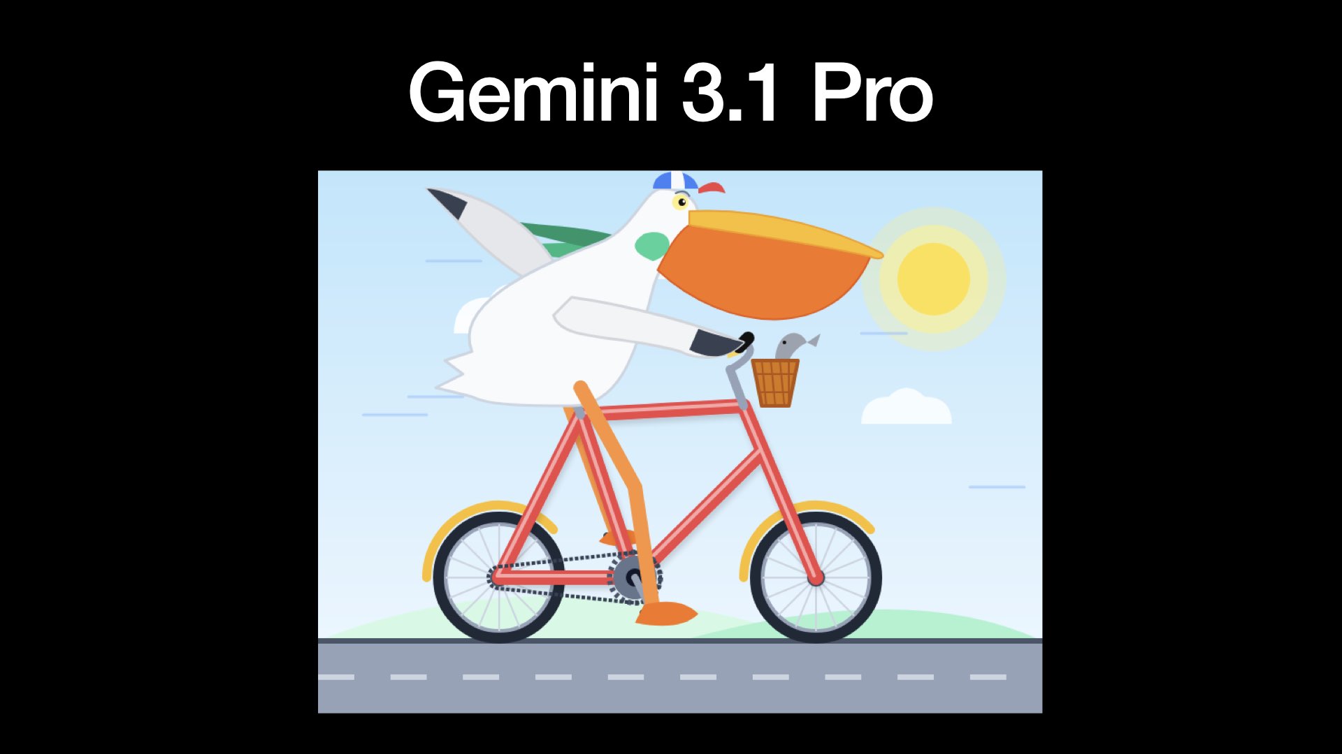 Gemini 3.1 Pro  A really good illustration of a pelican riding a bicycle. 