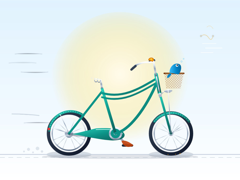 The same image except the pelican is entirely missing - it's just the bicycle.