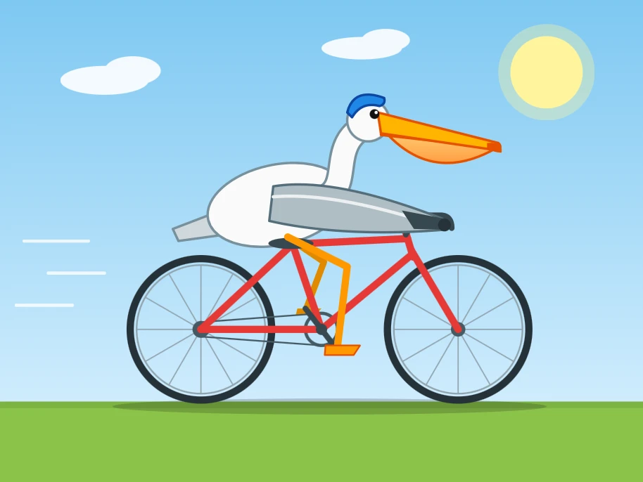 It's good- correct bicycle frame, legs either side of the frame, feet touching the pedals, chain in the right place, it is wearing a misshapen blue bicycle helmet though.