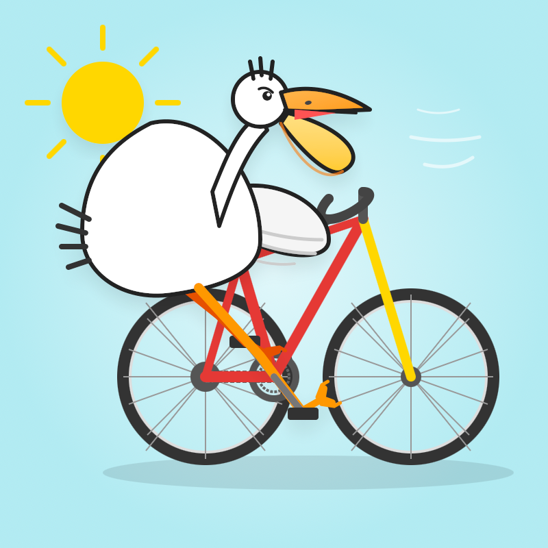 Another solid bicycle, albeit the spokes are a little jagged and the frame is compressed a bit. Pelican has gone a bit wrong - it has a VERY large body, only one wing, a weirdly hairy backside and generally loos like it was drown be a different artist from the bicycle.