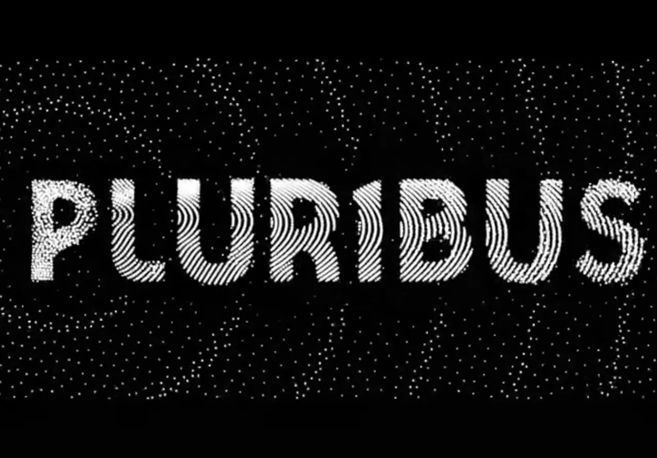 The word “PURIBUS” appears in large white, striped letters against a black background scattered with small white dots.