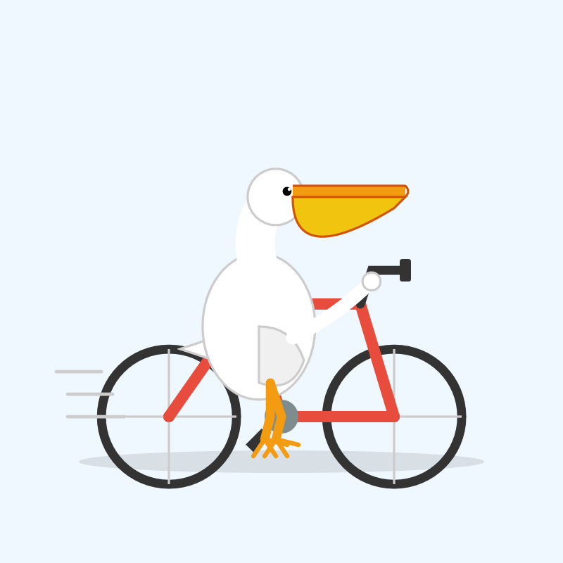 Pelican is quite good although the neck lacks an outline for some reason. Bicycle is very basic with an incomplete frame