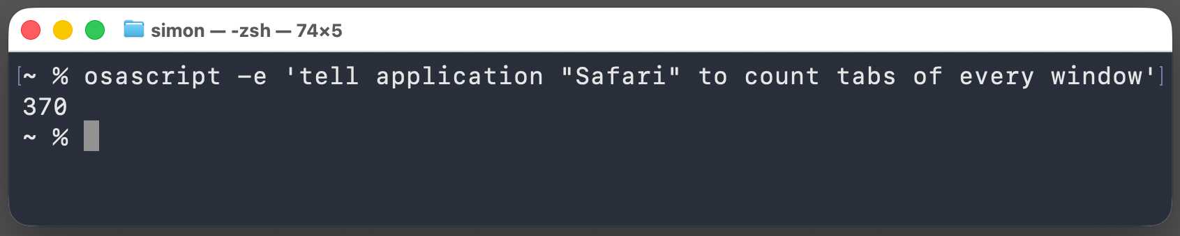 I ran it in a terminal window and got back 370.
